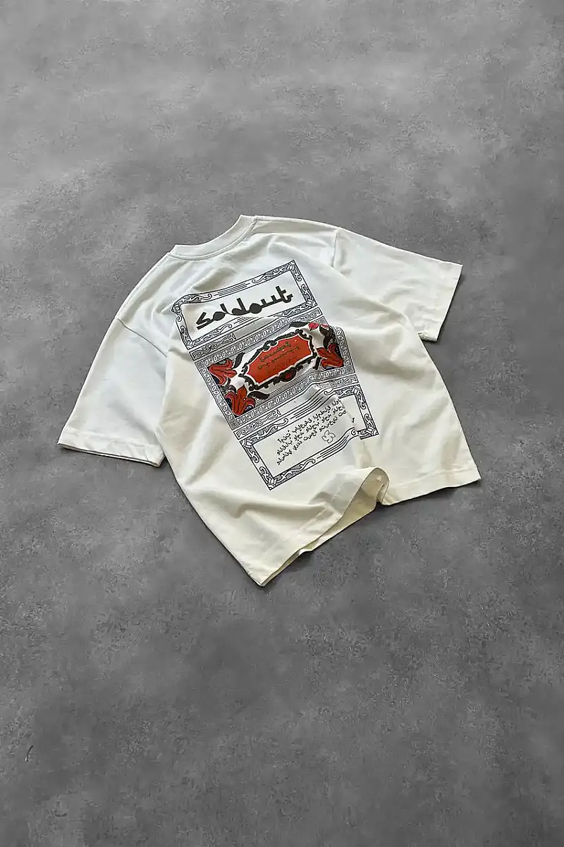 Arap Çarşaf Baskılı Oversize T-Shirt - 3