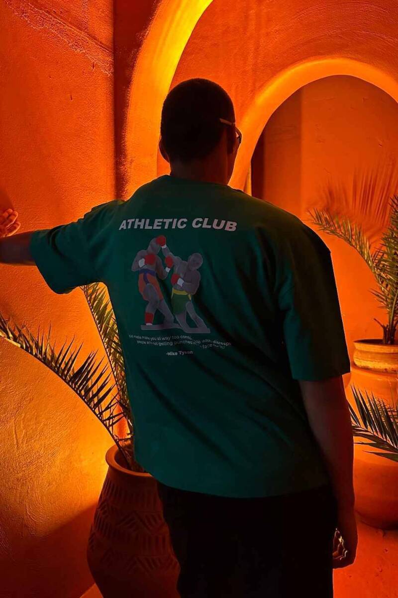 Athletic Club Baskılı Yeşil Oversize Tişört 