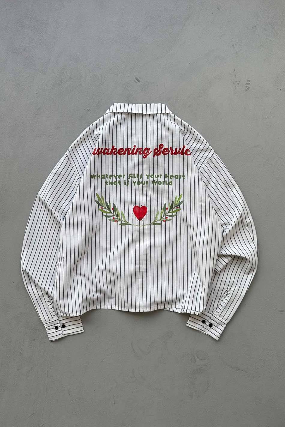 Awakening Service İnce Siyah Çizgili Oversize Gömlek - SOLDOUT