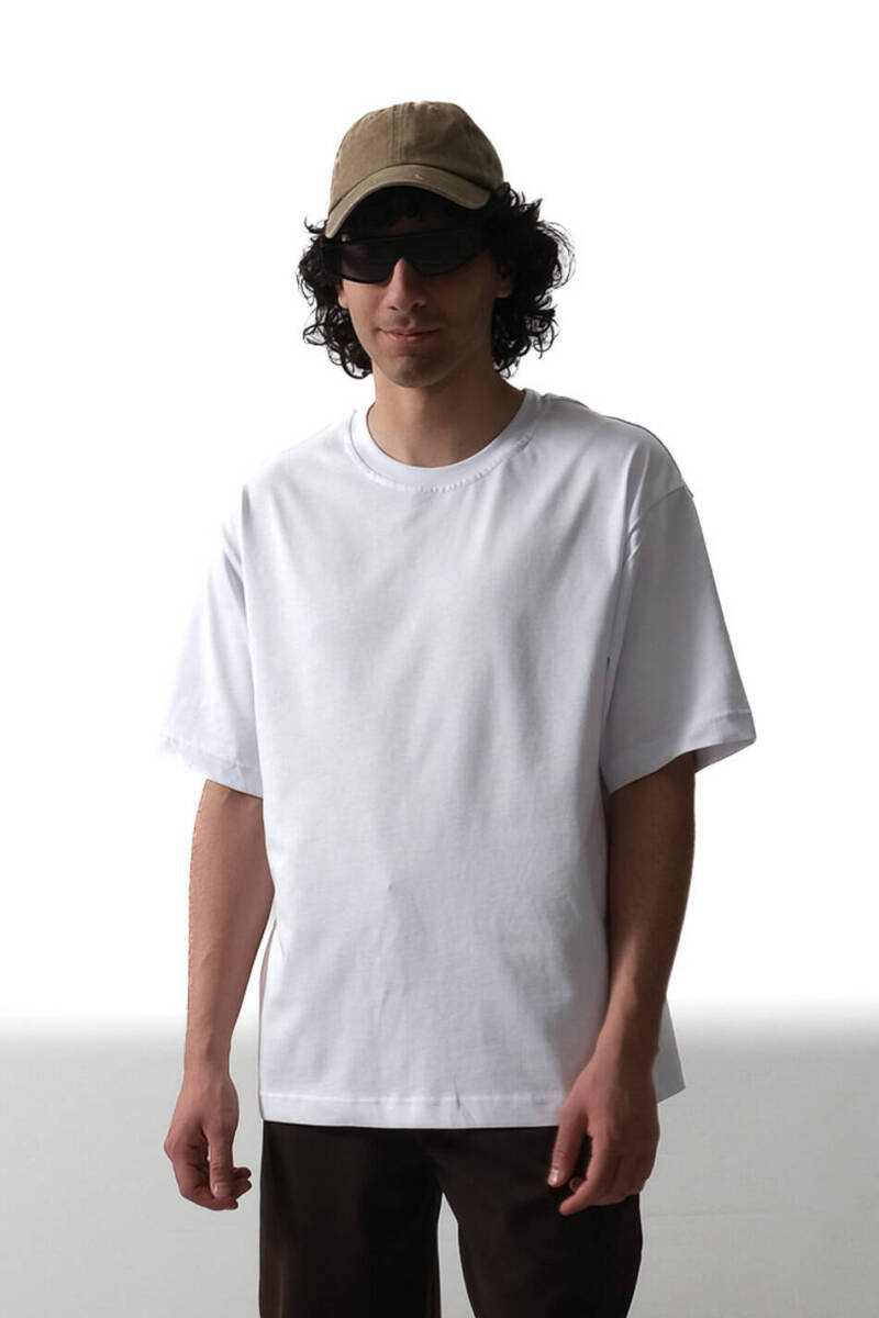 Oversize Basic Beyaz Tişört - 2