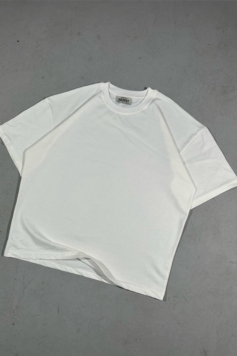 Basic Oversize Ekru Tişört - 2