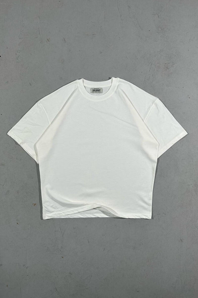 Basic Oversize Ekru Tişört 