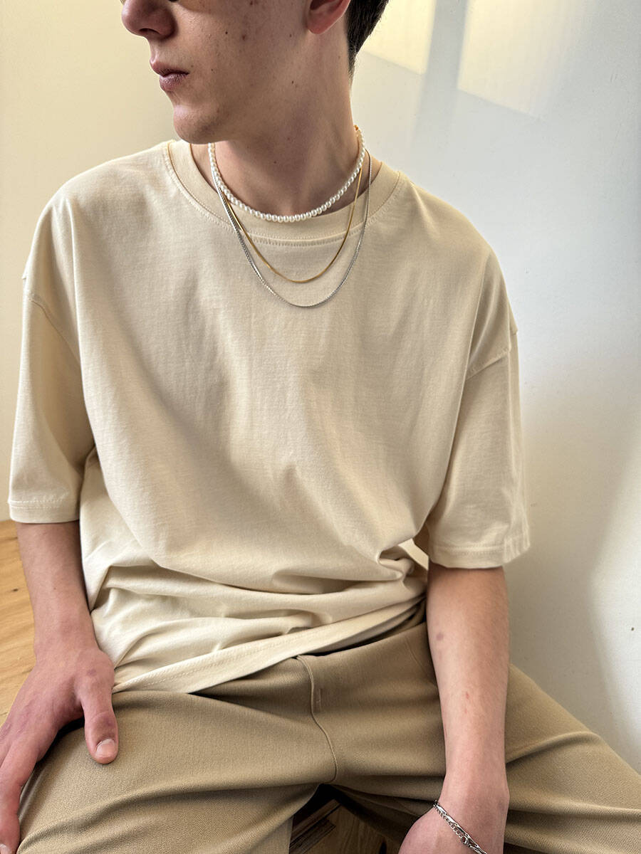 Basic Oversize Krem Tişört - 4