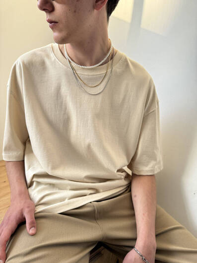 Basic Oversize Krem Tişört - 4