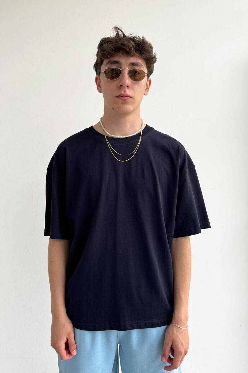 Basic Oversize Lacivert Tişört 