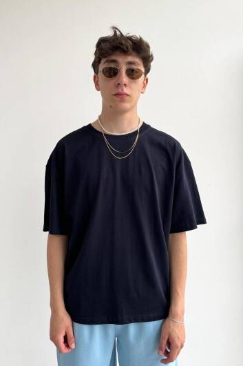 Basic Oversize Lacivert Tişört 