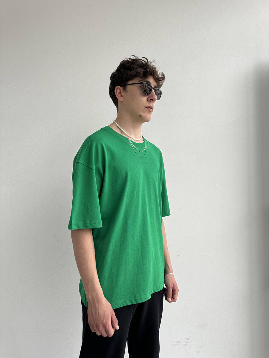  Oversize Basic Yeşil Tişört - 4