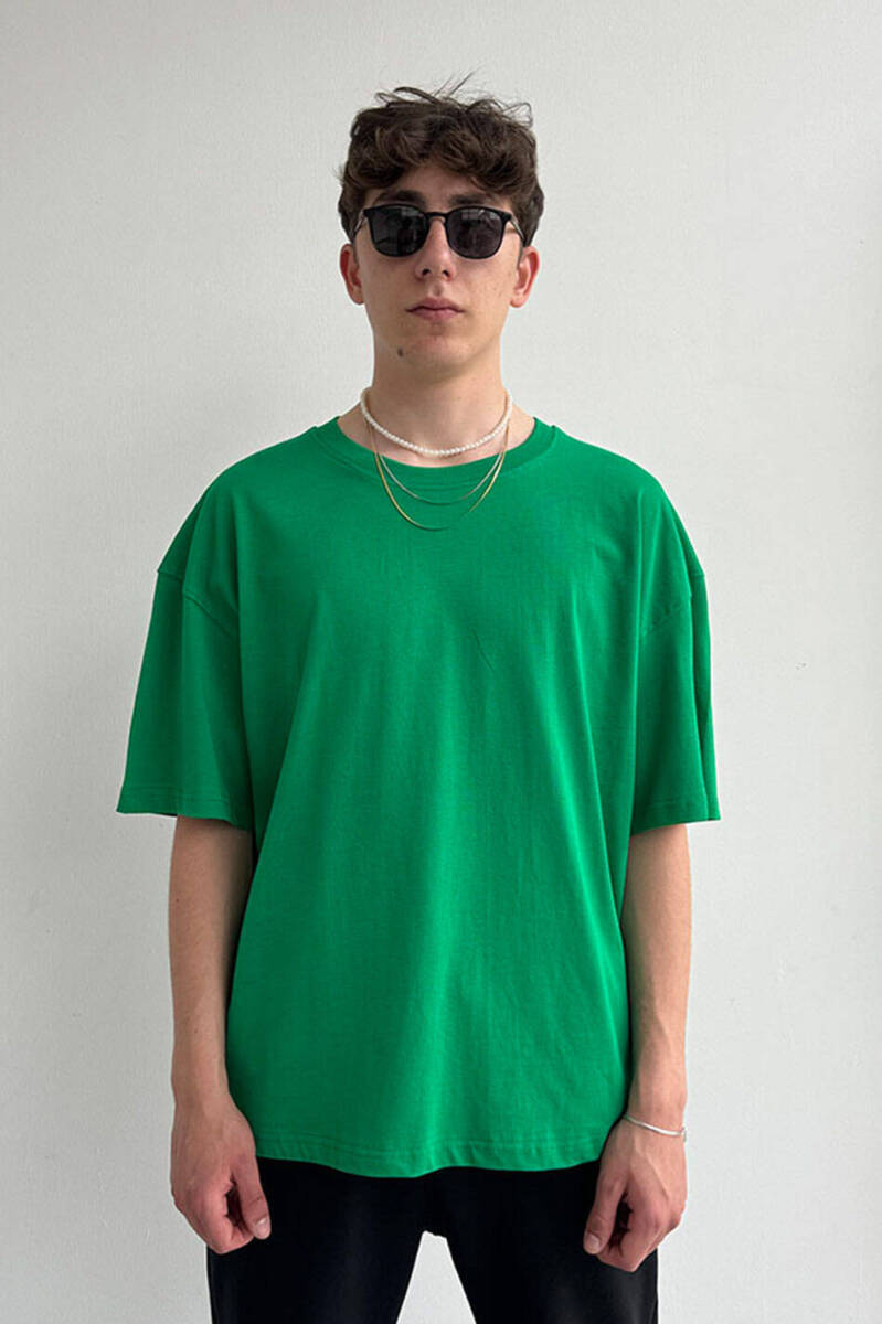  Oversize Basic Yeşil Tişört - 3