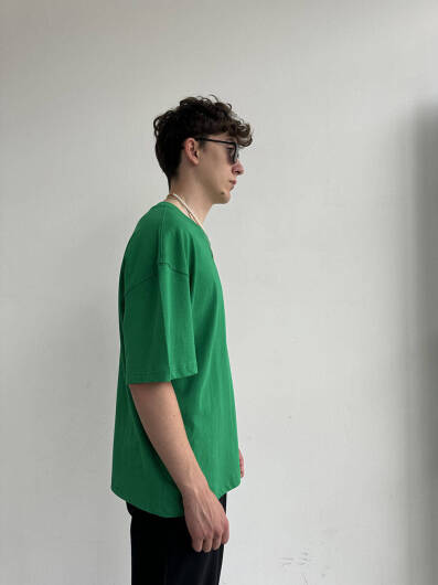  Oversize Basic Yeşil Tişört - 5