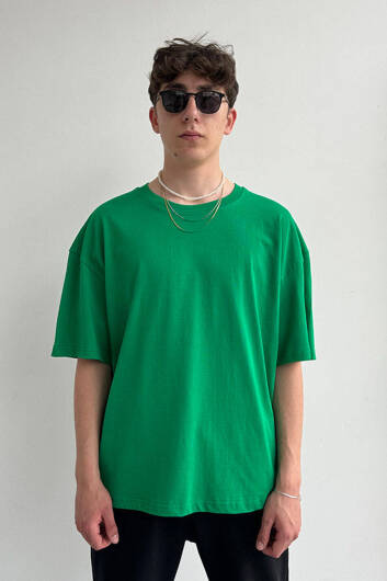  Oversize Basic Yeşil Tişört - 3