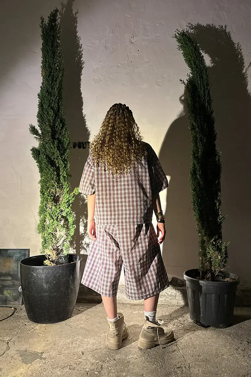 Bordo Desenli Unisex Şort - 7
