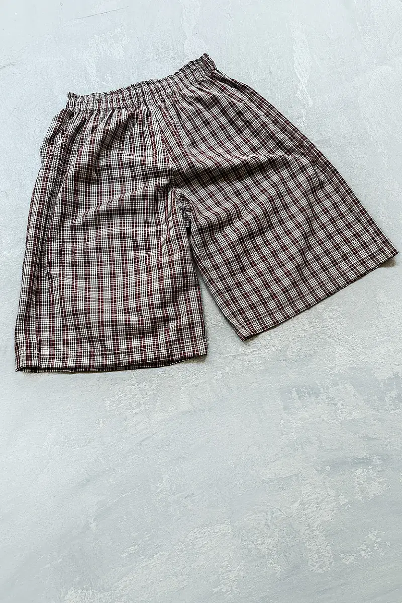 Bordo Desenli Unisex Şort - 3
