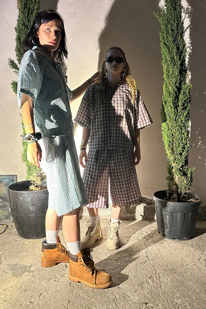 Yeşil Desenli Unisex Şort - 3