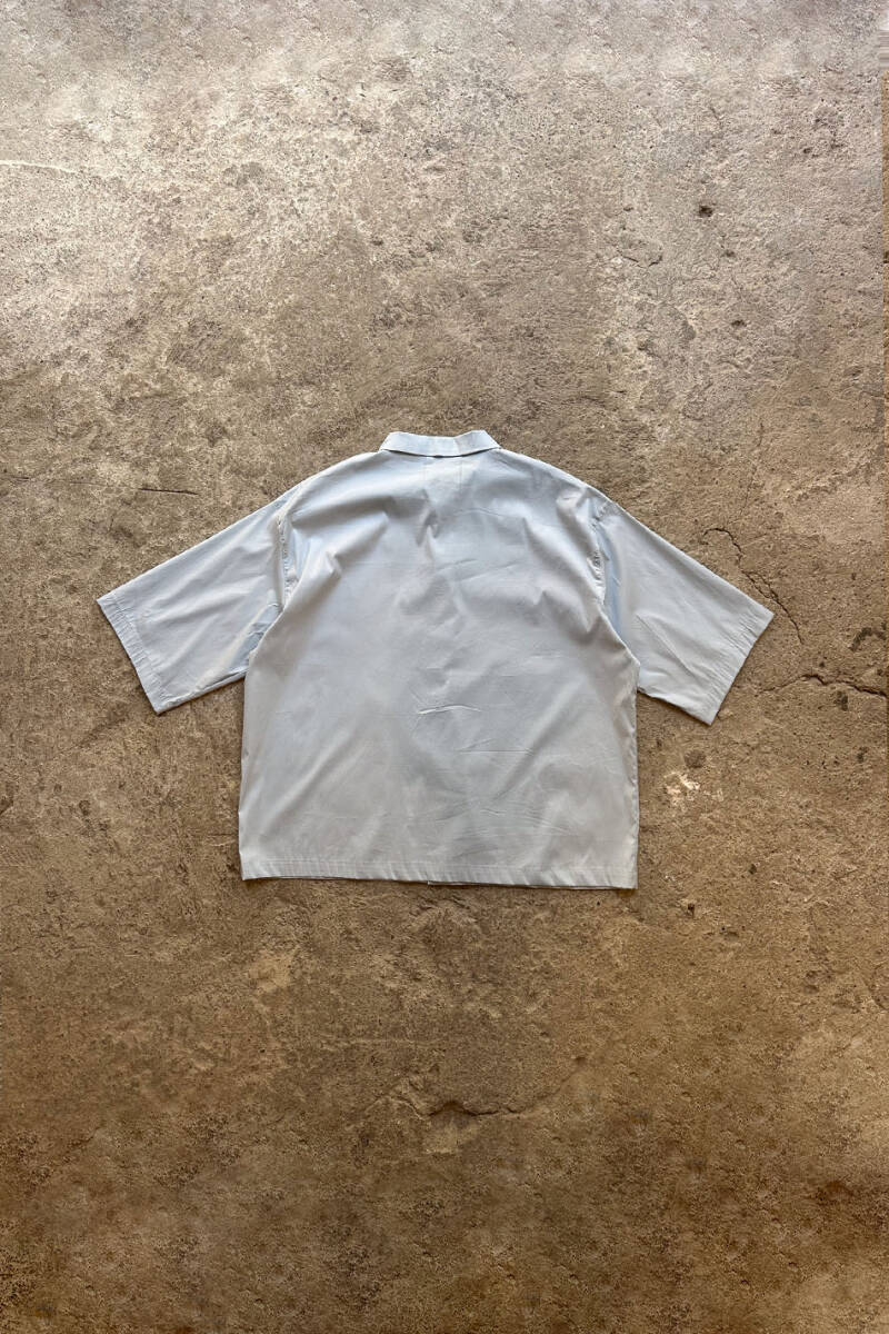 Bebek Mavisi Yarım Kol Oversize Gömlek - 4