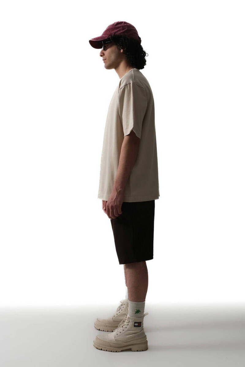 Bej Basic Oversize Tişört - 2
