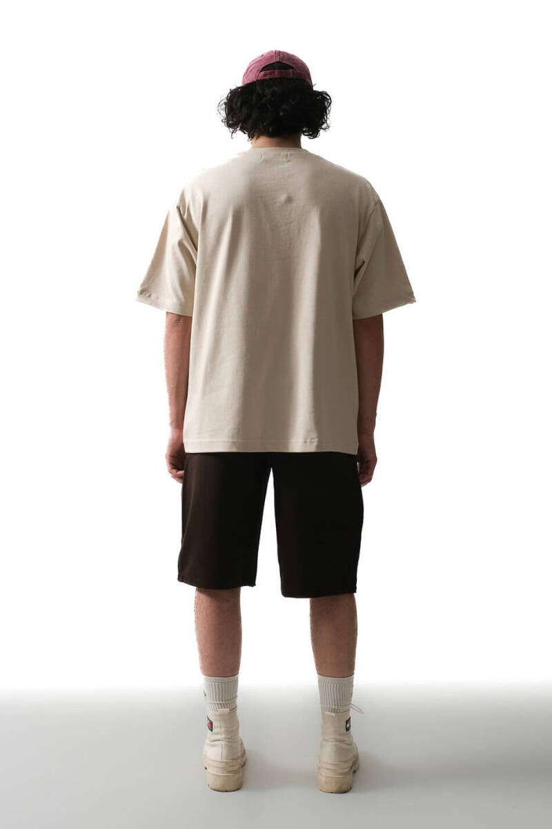 Bej Basic Oversize Tişört - 4