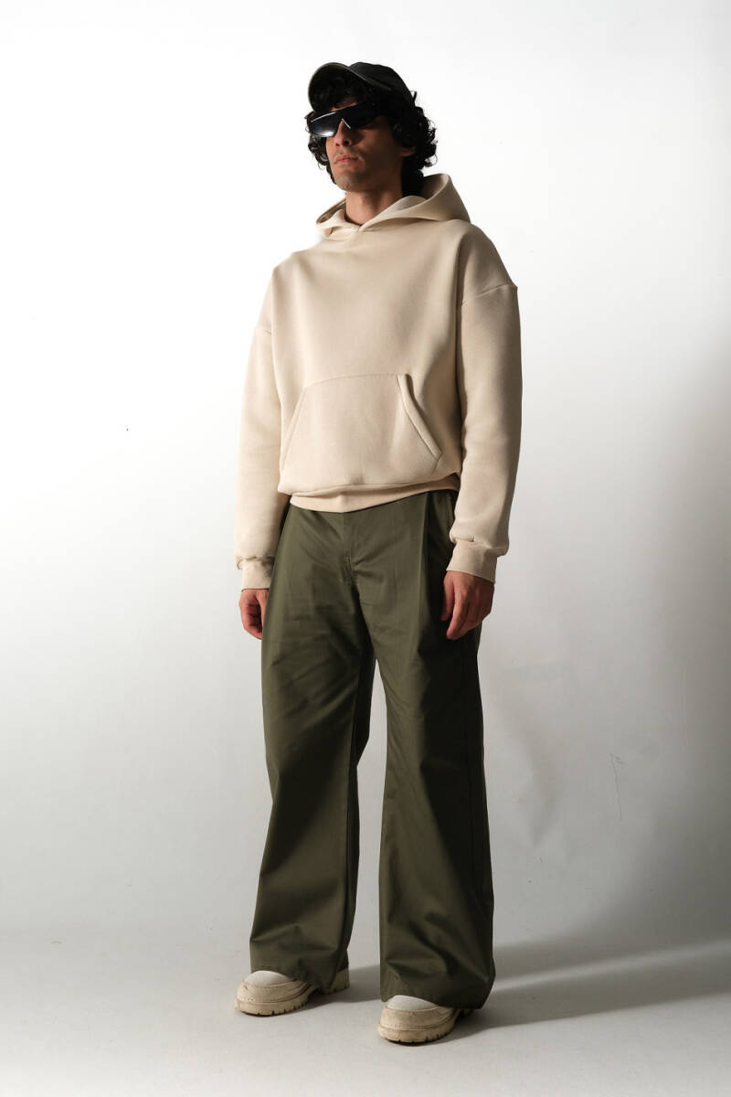 Bej Oversize Boxy Fit Hoodie - 4