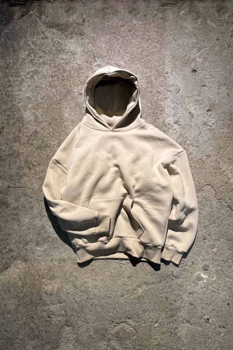 Bej Oversize Boxy Fit Hoodie 
