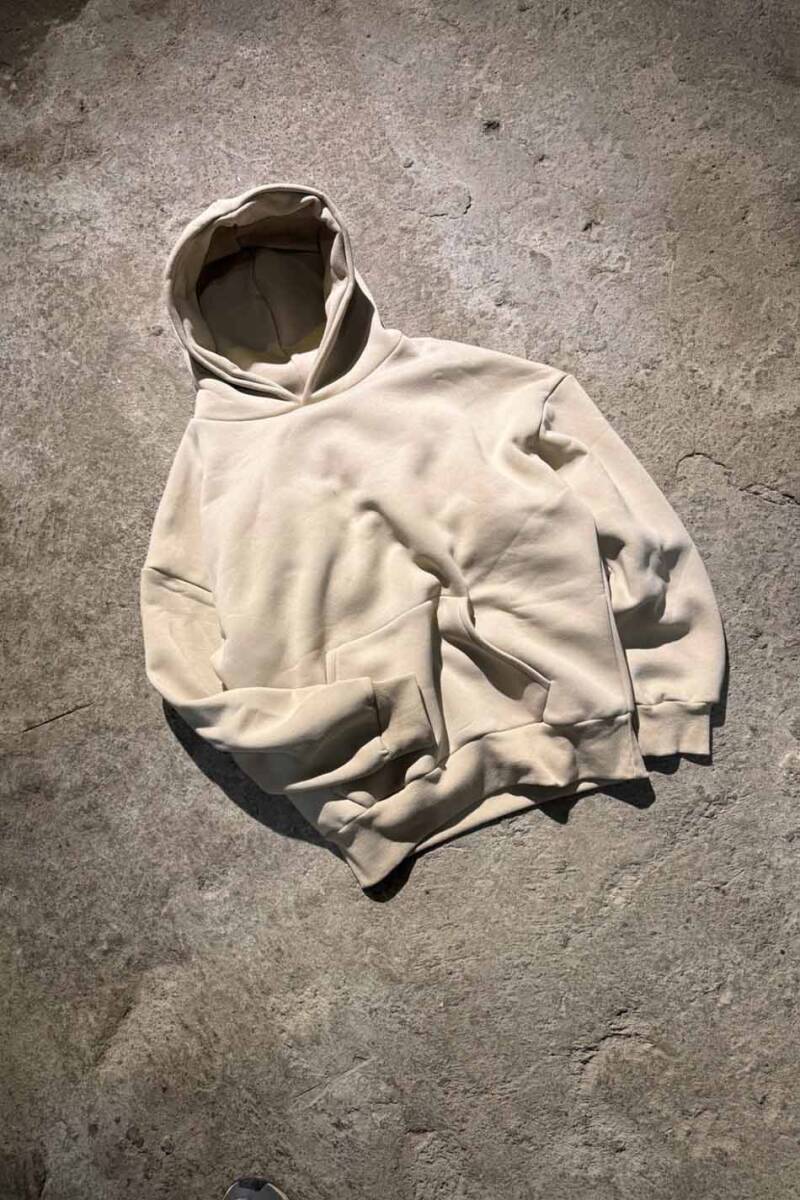 Bej Oversize Boxy Fit Hoodie - 11