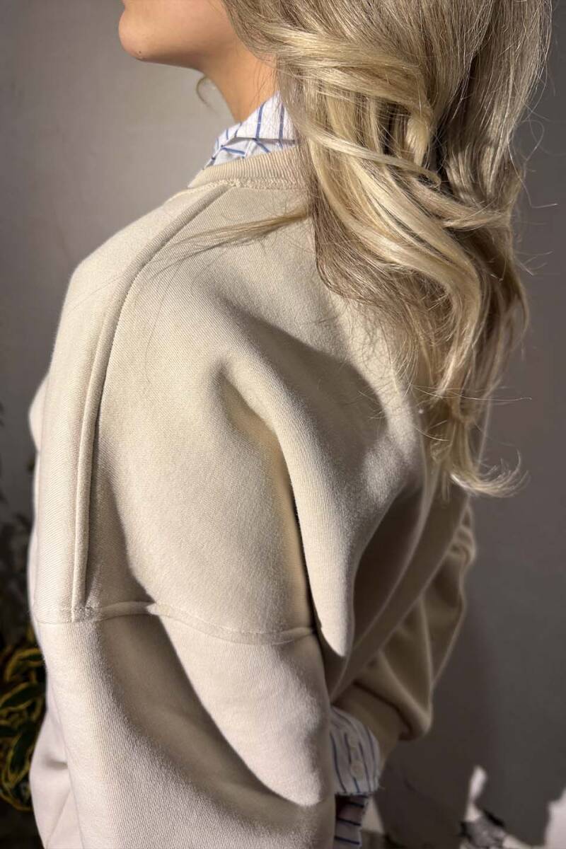 Bej Oversize Boxy Fit Sweatshirt - 4