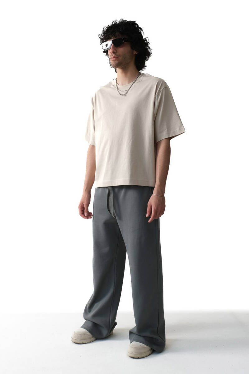 Bej Boxy Fit Tişört - 4