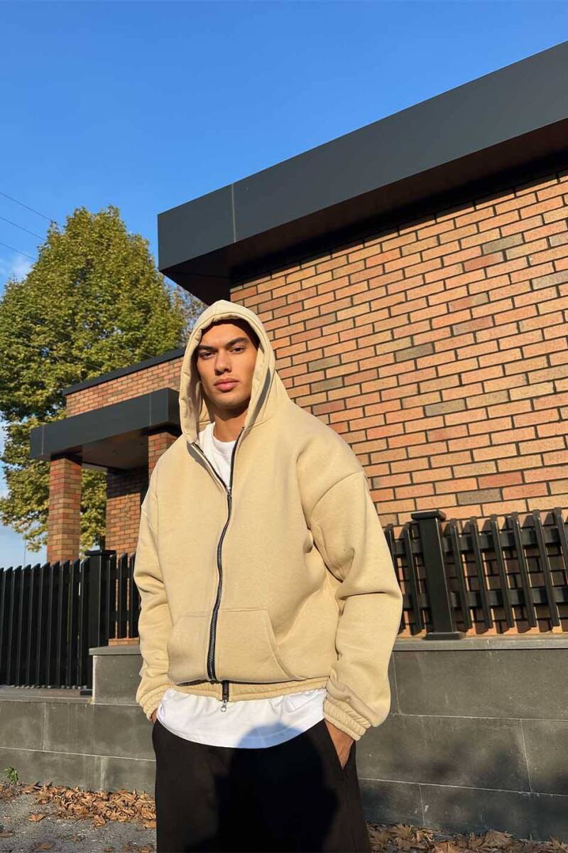 Coach Bej Oversize Boxy Fit Zip Hoodie - 7