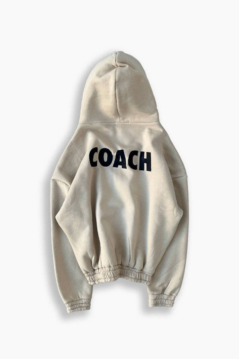 Coach Bej Oversize Boxy Fit Zip Hoodie - 4
