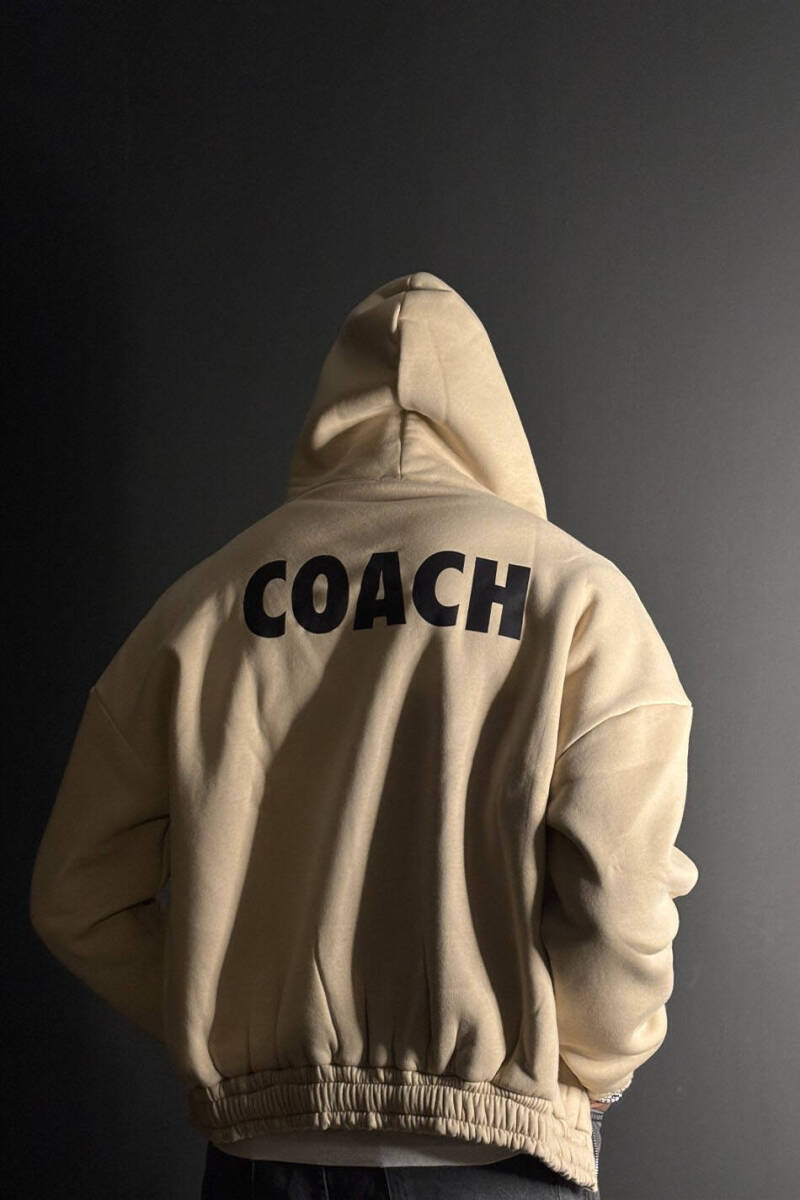 Coach Bej Oversize Boxy Fit Zip Hoodie - SOLDOUT