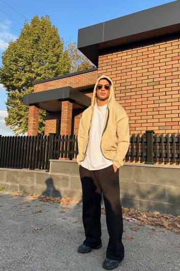 Cybertruck Bej Oversize Boxy Fit Zip Hoodie - 5