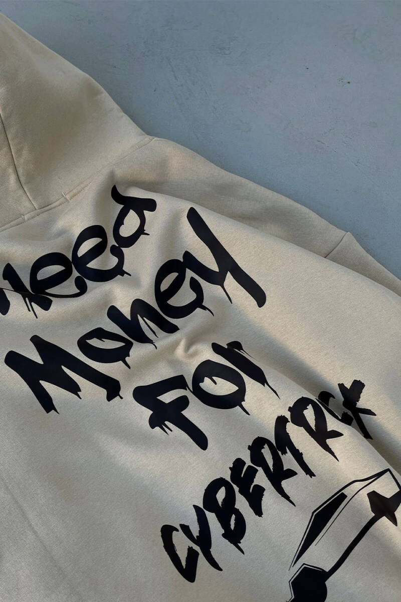 Cybertruck Bej Oversize Boxy Fit Zip Hoodie - 2