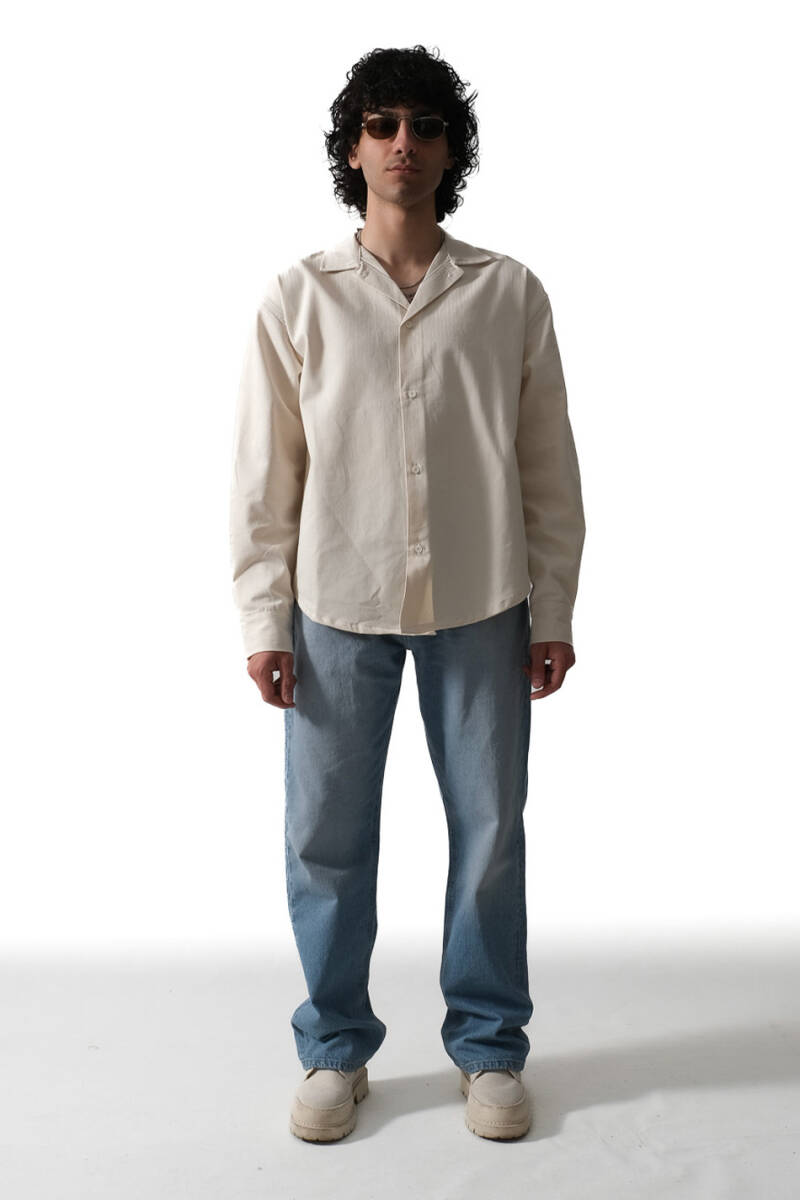 Bej Essential Oversize Gömlek - 4