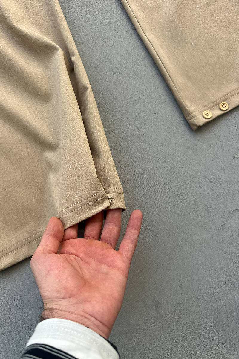 Bej Fenna V2 Pileli Baggy Kumaş Pantolon - 7