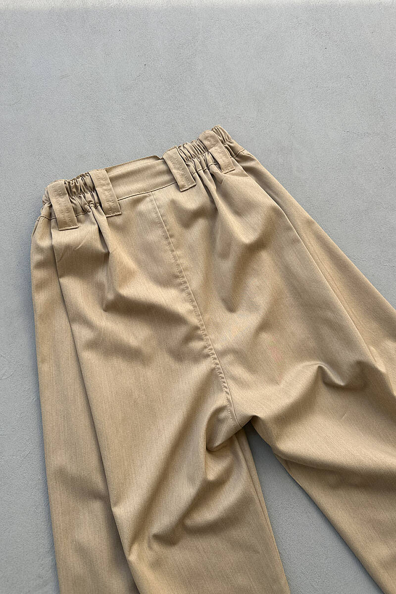 Bej Fenna V2 Pileli Baggy Kumaş Pantolon - 3