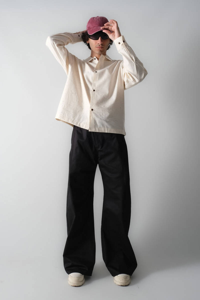 Bej Nep Oversize Gömlek - 4