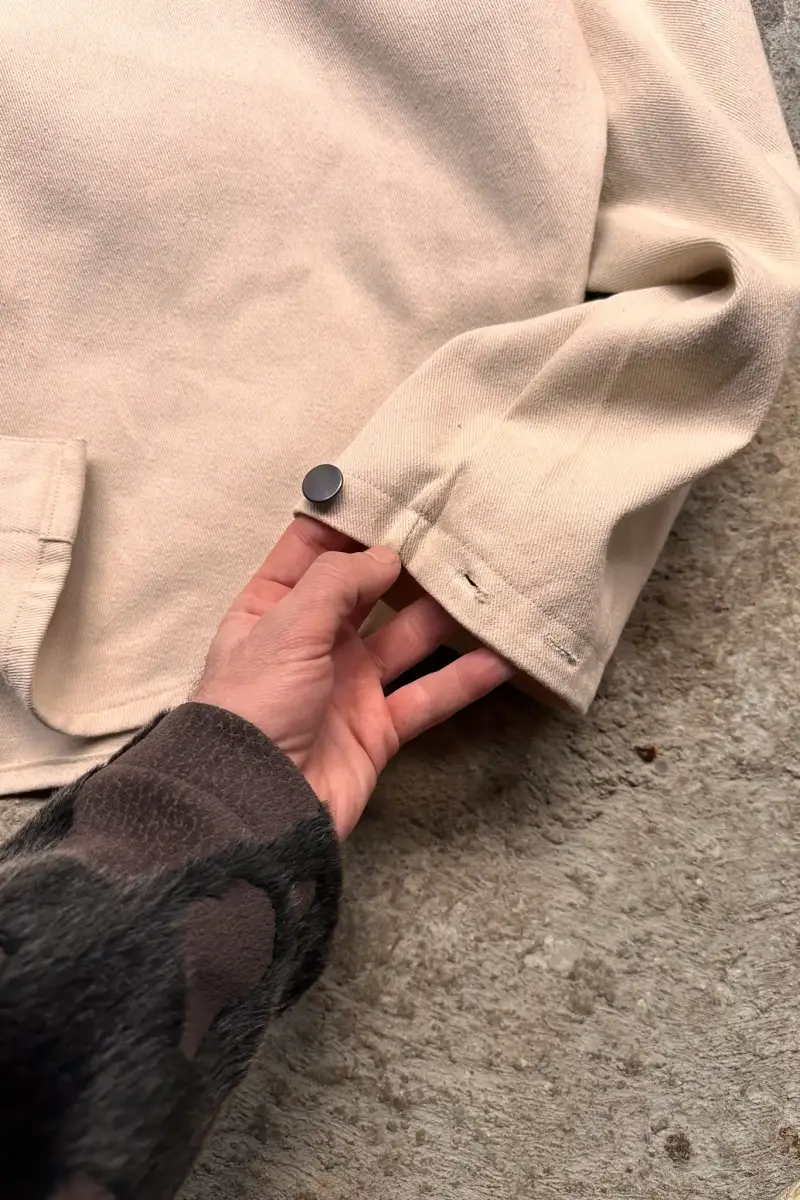 Bej Oversize Gabardin Gömlek - SOLDOUT (1)