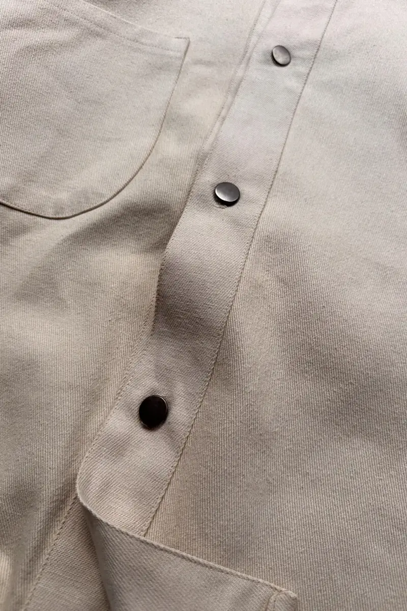 Bej Oversize Gabardin Gömlek - 3