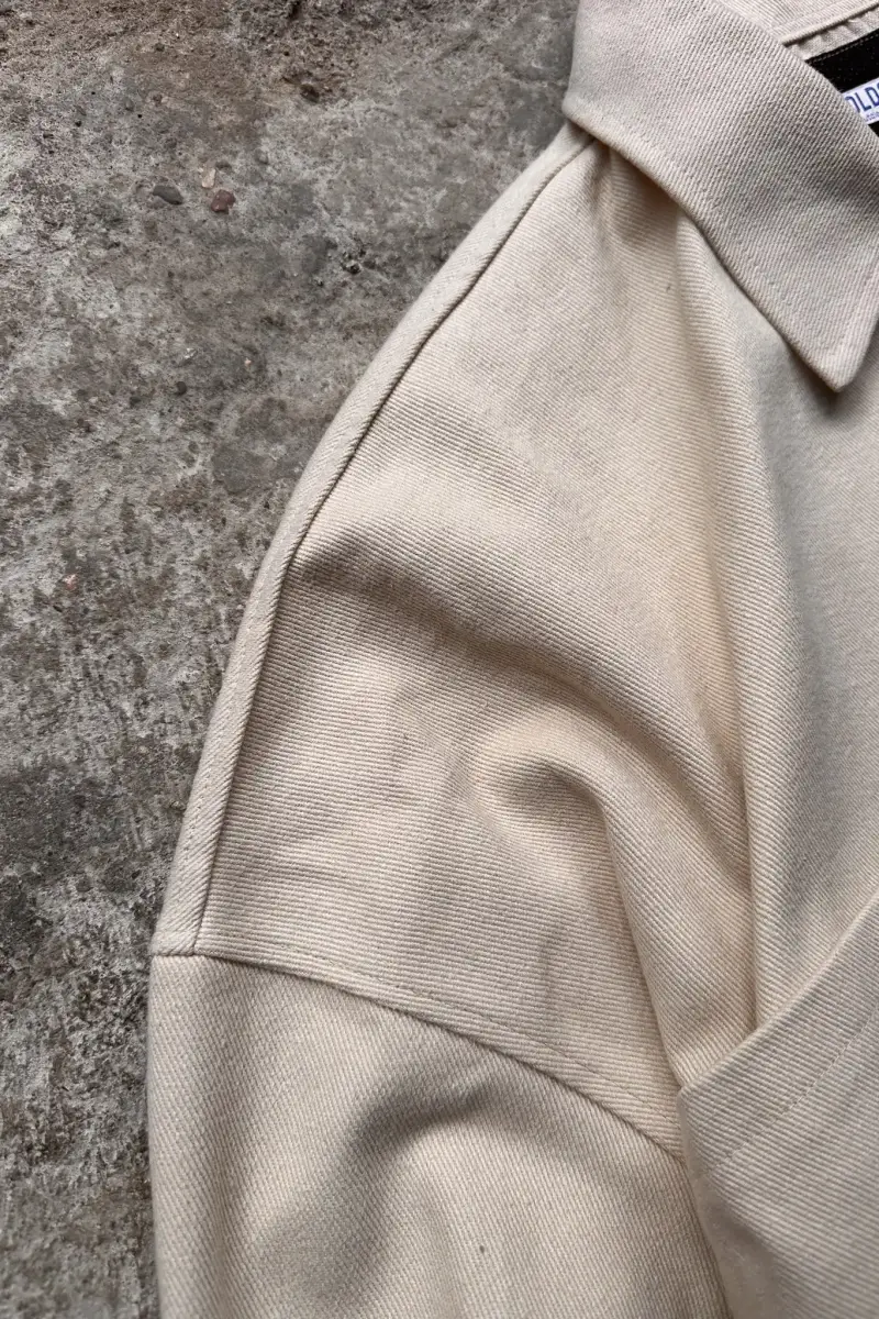 Bej Oversize Gabardin Gömlek - 5