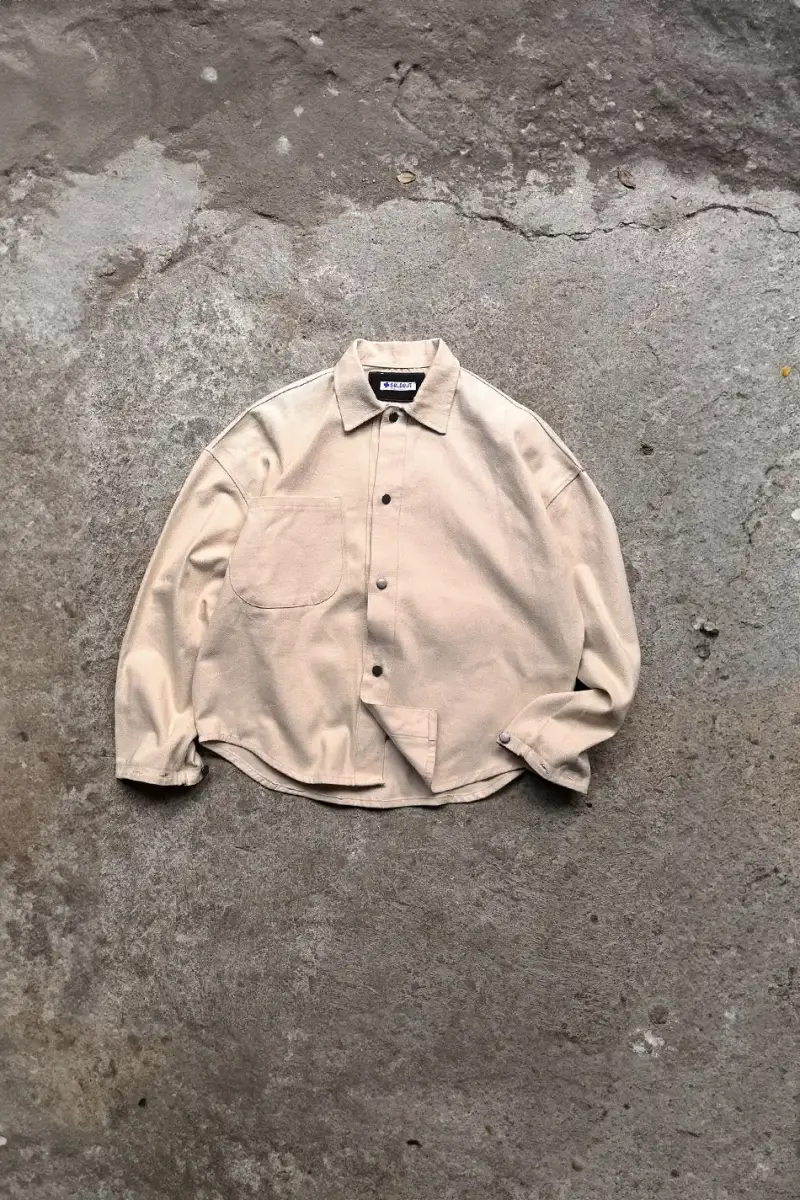 Bej Oversize Gabardin Gömlek - 1