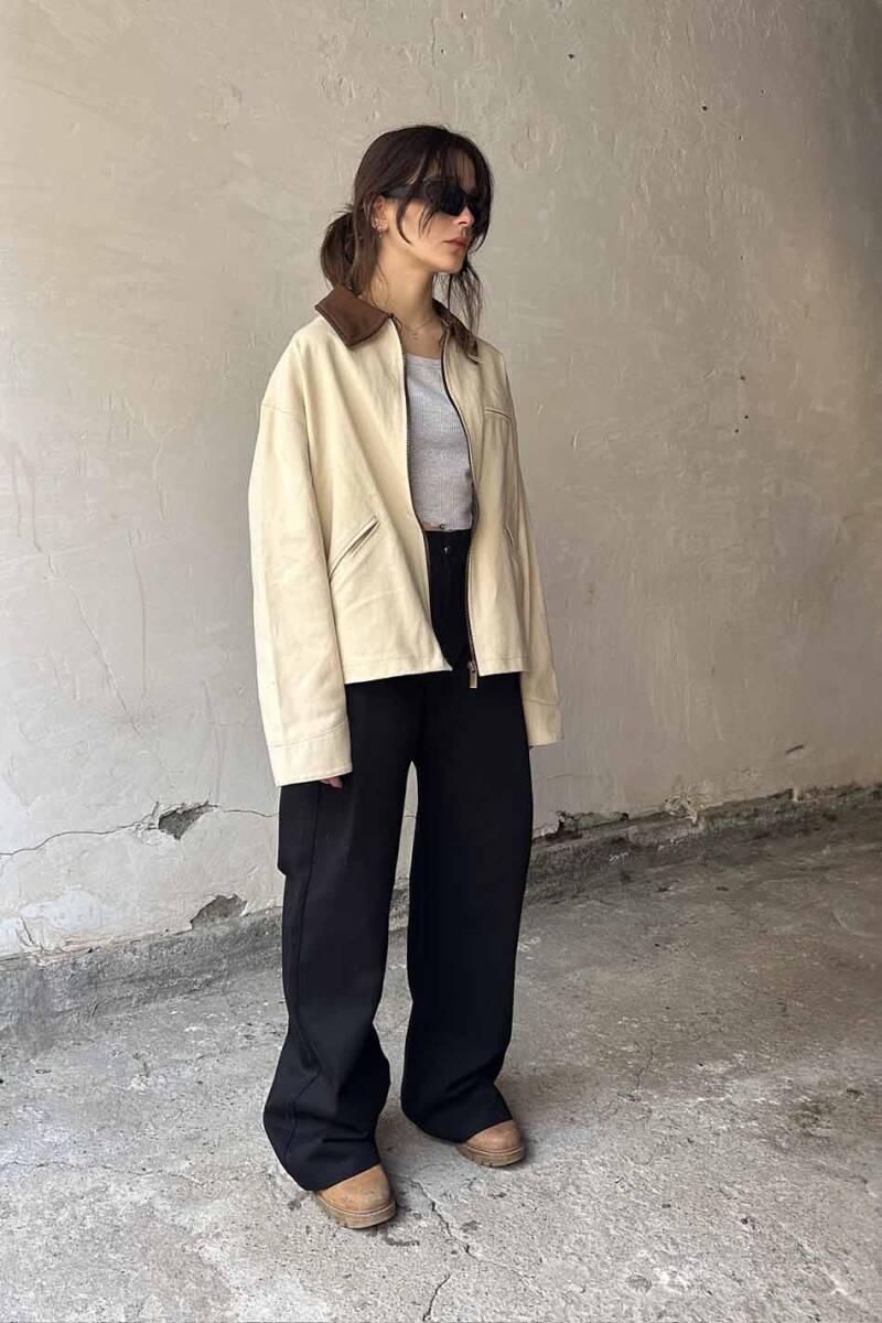 Bej Workwear Boxy Fit Ceket - 9