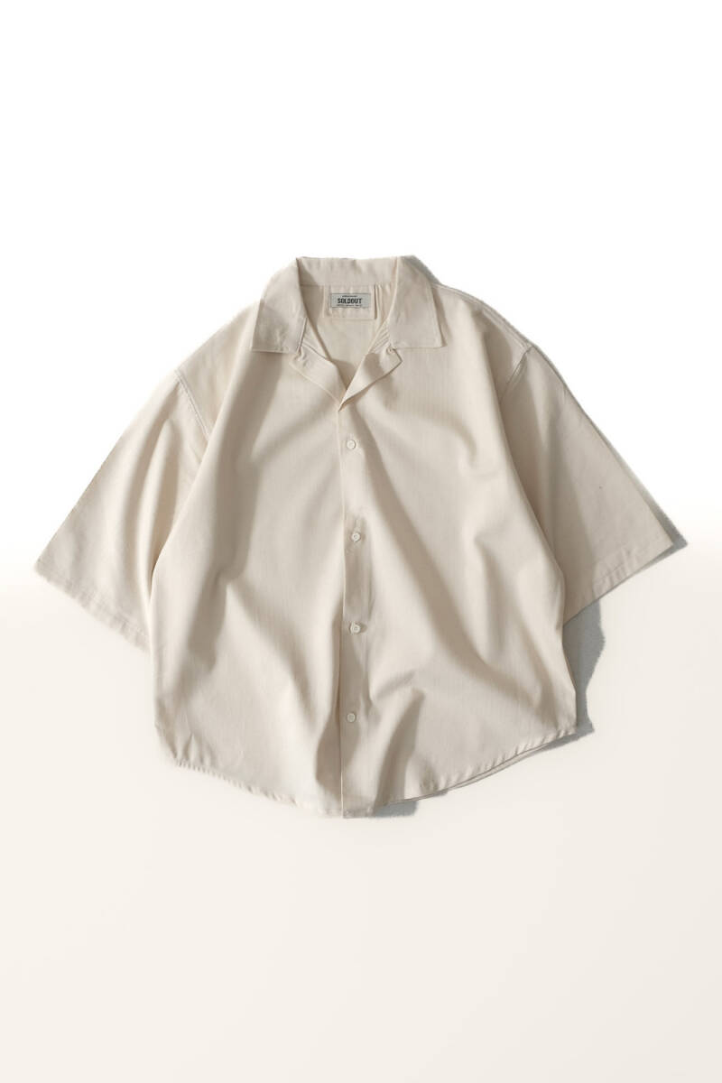  Bej Yarım Kol Essential Oversize Gömlek - SOLDOUT