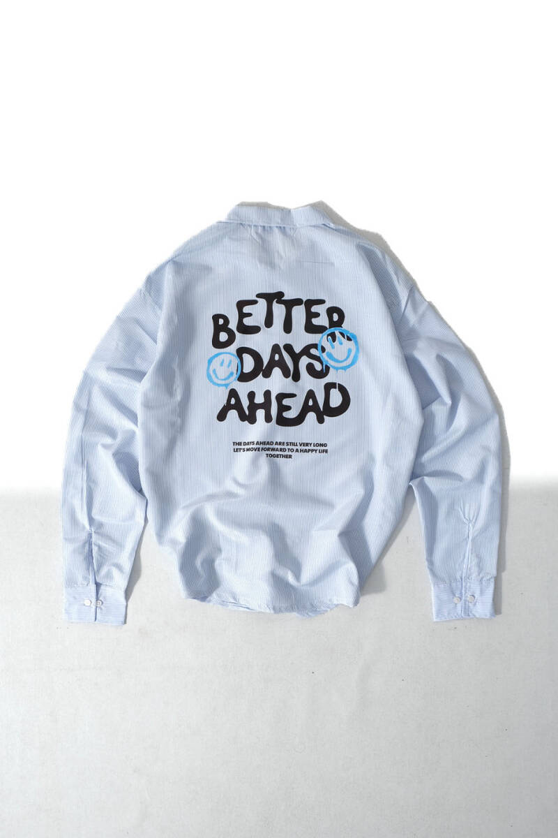Better Days İnce Mavi Çizgili Oversize Gömlek - 1