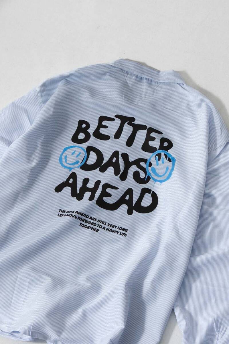 Better Days İnce Mavi Çizgili Oversize Gömlek - 2