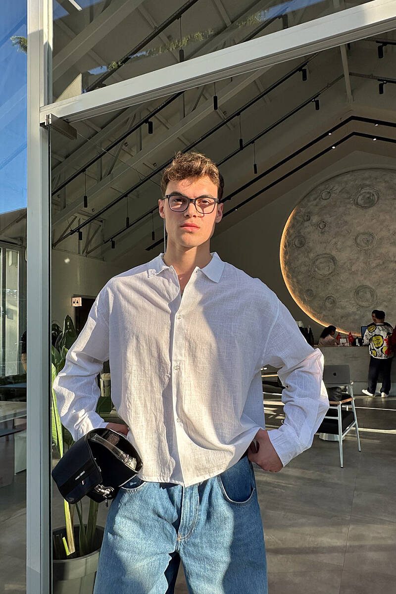 Beyaz %100 Pamuk Boxy Fit Crop Gömlek - SOLDOUT