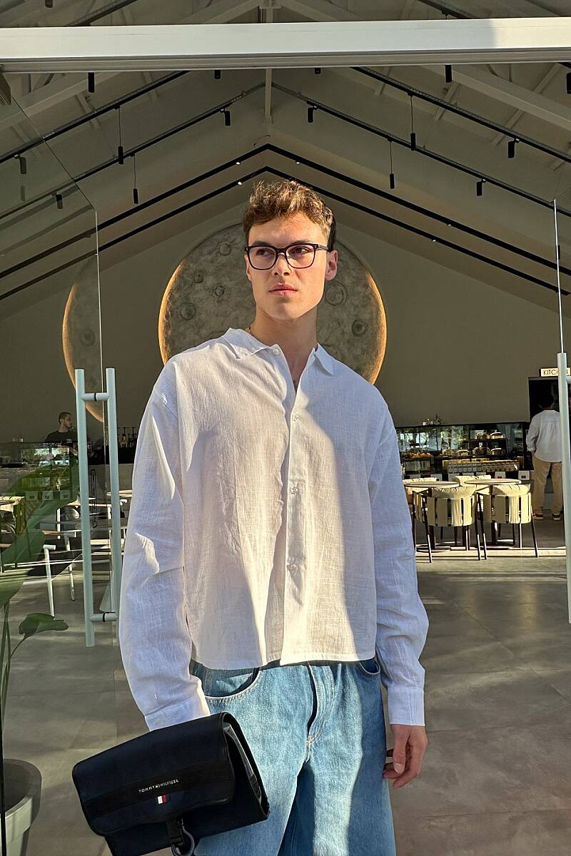 Beyaz %100 Pamuk Boxy Fit Crop Gömlek - SOLDOUT (1)