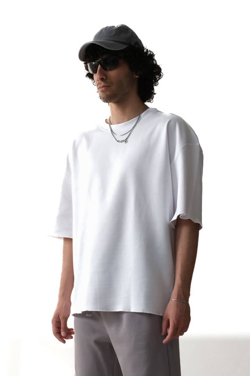 Beyaz Basic Heavyweight Oversize Tişört - 1