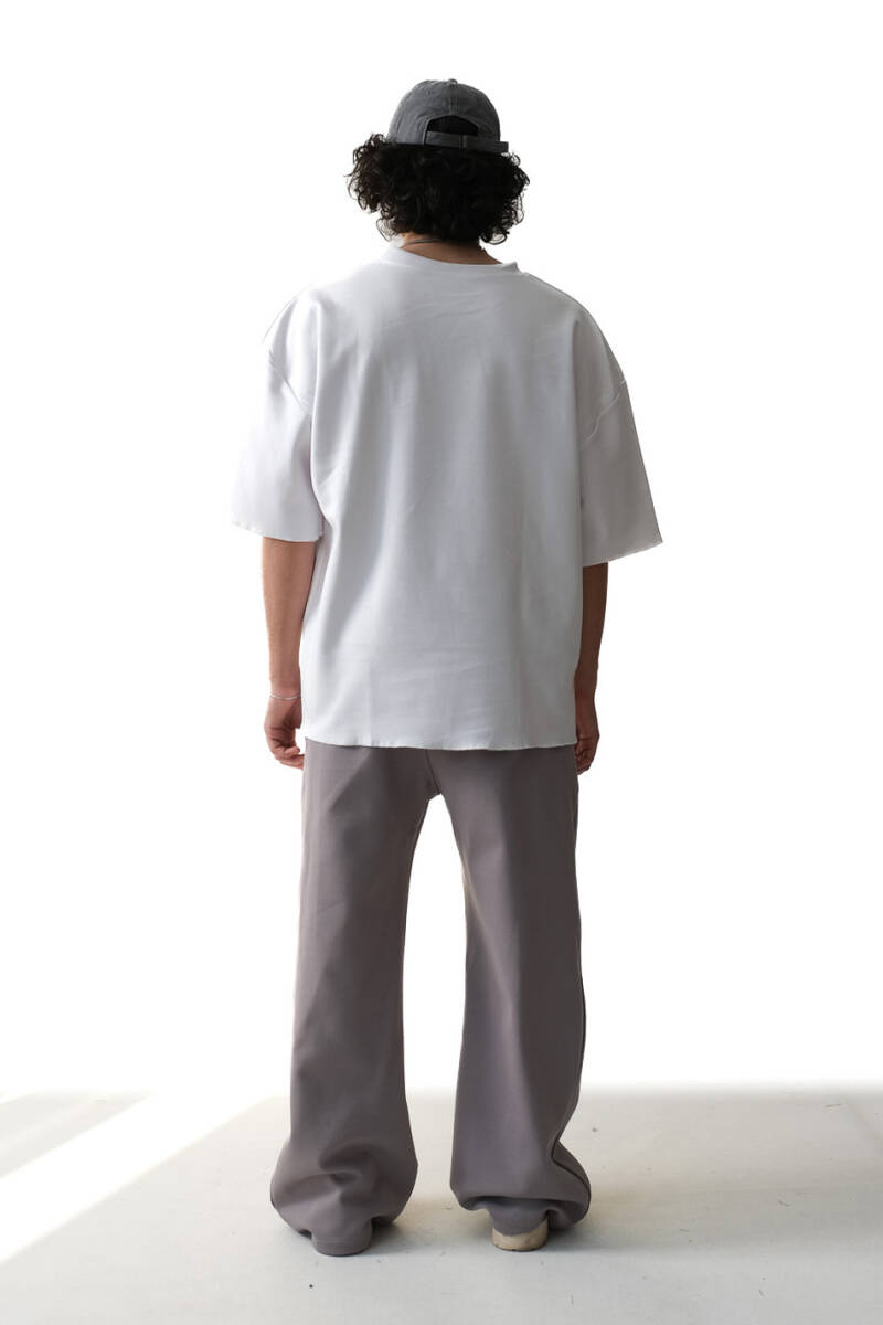 Beyaz Basic Heavyweight Oversize Tişört - 4