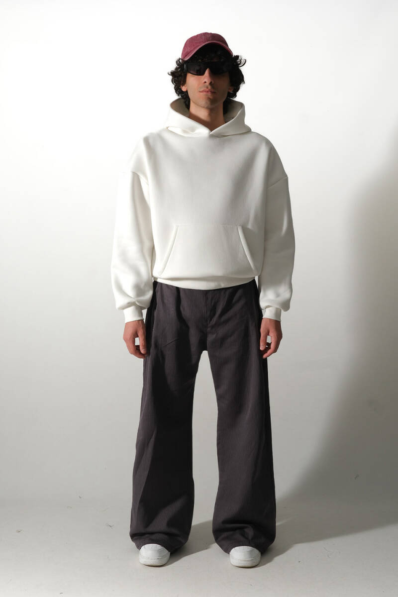 Ekru Oversize Boxy Fit Hoodie - 2