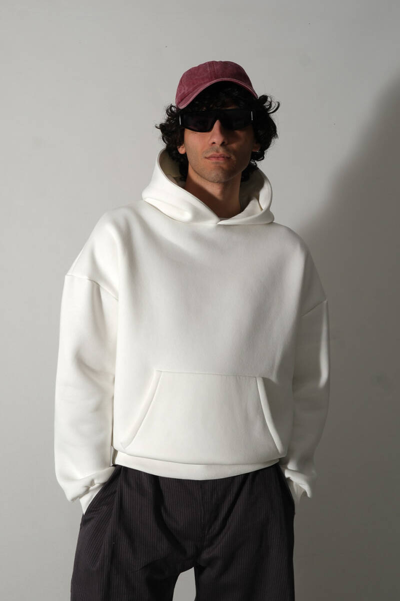 Ekru Oversize Boxy Fit Hoodie 