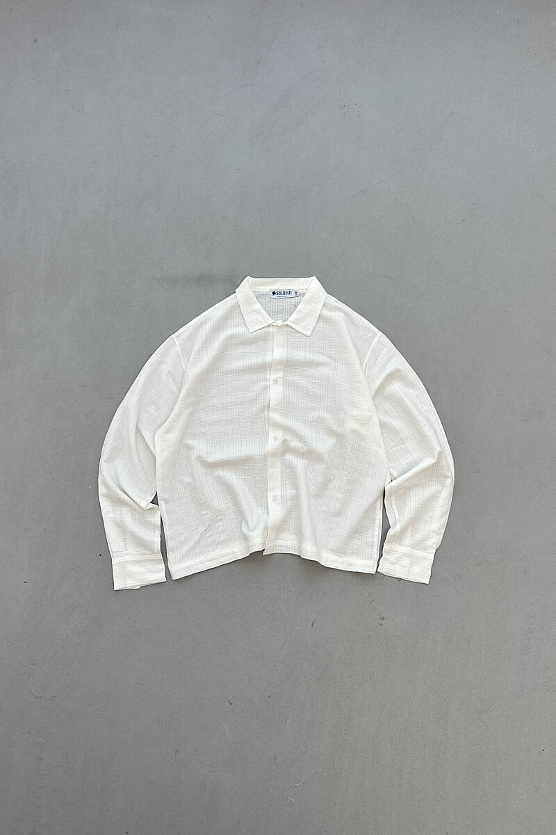 Beyaz Kare Dokulu Oversize Gömlek - SOLDOUT