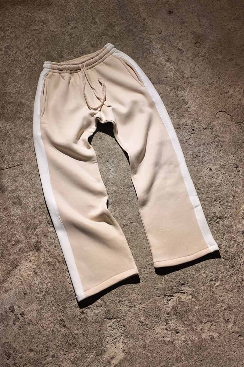 Beyaz Şeritli Bej Eşofman - 2